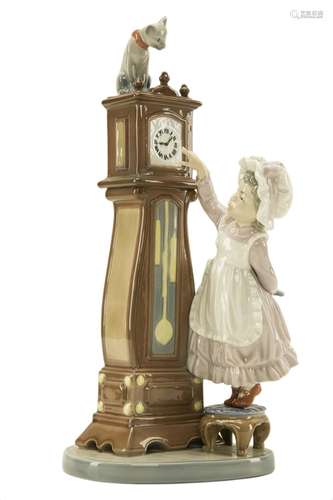 Lladro Little Girl w/Grandfather Clock