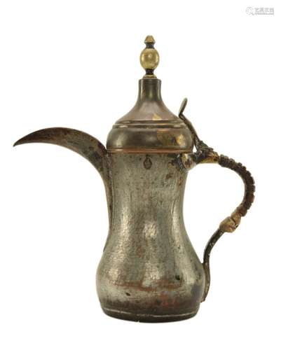 Copper Gilt & Silver Plated Dallah Turkish Coffee Pot