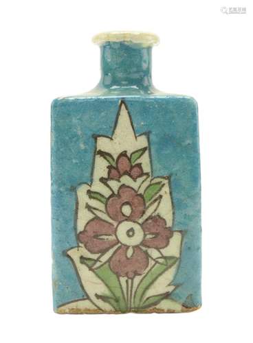 Persian-Armenian Triangle Turquoise Pottery Flask