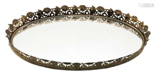 Vintage Gold Tone Vanity Mirror Tray