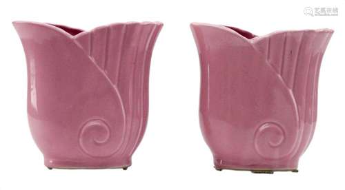 Pair of Pink Art Deco Vases