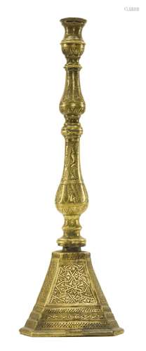 Ottoman Brass Candlestick Egypt or Syria