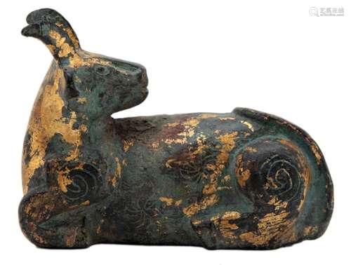 Chinese Gilded Bronze Ram