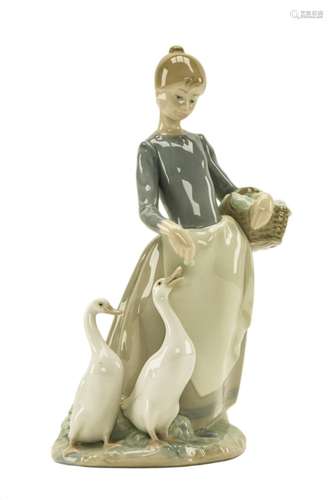 Lladro Lady with Basket and Ducks