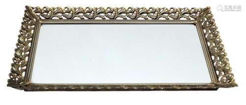 Vintage Gold Tone Vanity Mirror Tray