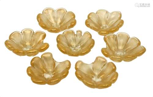 Rare Murano Gold Flecks Leaf Shaped Utensil Holders