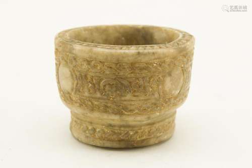 Islamic Alabaster Mortar with Kufic Writing