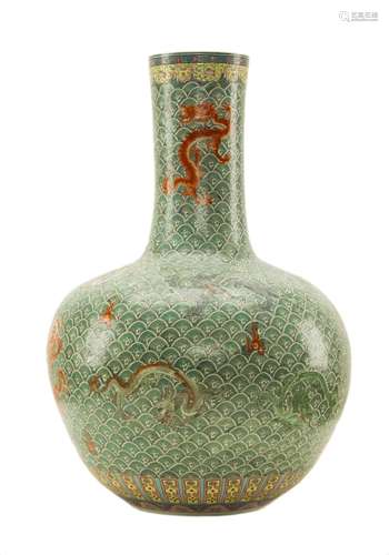 Chinese Porcelain Bottle Neck Dragon Vase