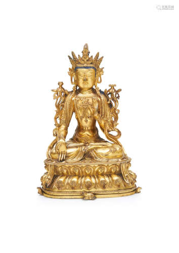 A gilt copper alloy figure of Manjurshi