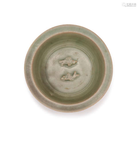 14th/15th century A Longquan celadon-glazed 'double fish' plate