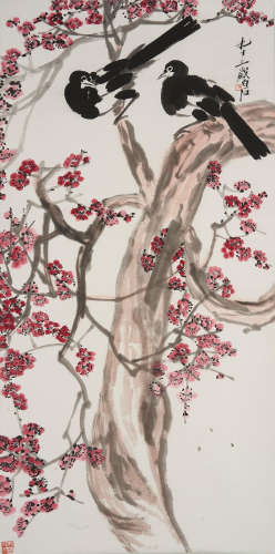 Magpies and Plum Blossoms Attributed to Qi Baishi (1864 – 1957)