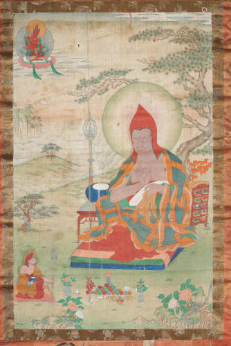 A portrait Thangka of a lama