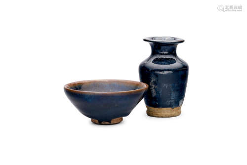 12th/13th century and later A black glazed bowl and vase