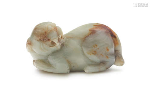 Yuan to early Ming dynasty A celadon jade figure of a tiger