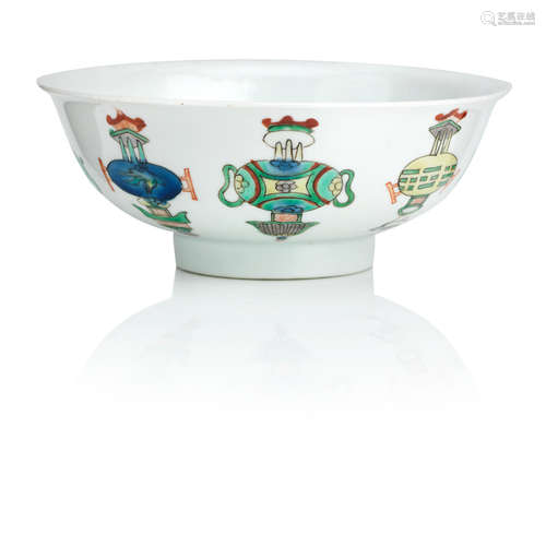 18th century A famille verte saucer dish together with an unusual famille verte bowl