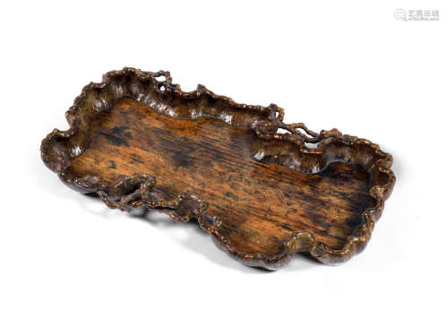 Meiji era A carved wood tray for the sencha tea ceremony