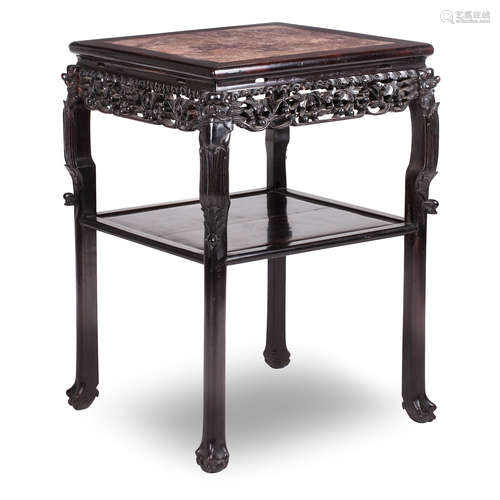 19th century A blackwood marble-topped tea table