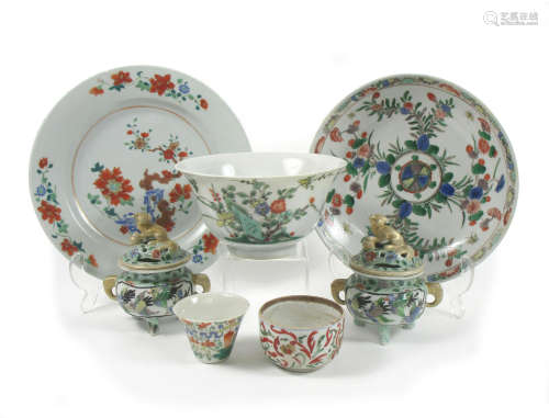 19th century A collection of famille verte porcelains
