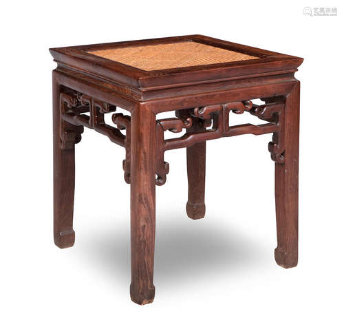 19th century A hardwood low table and a stool