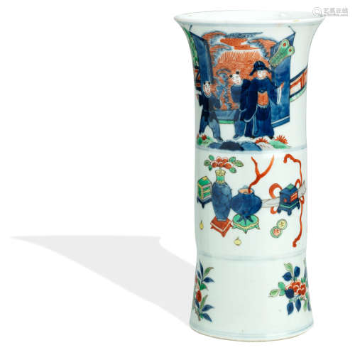 Transitional style but later A famille verte gu-form vase