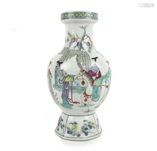 Kangxi six-character mark but later A famille rose baluster vase