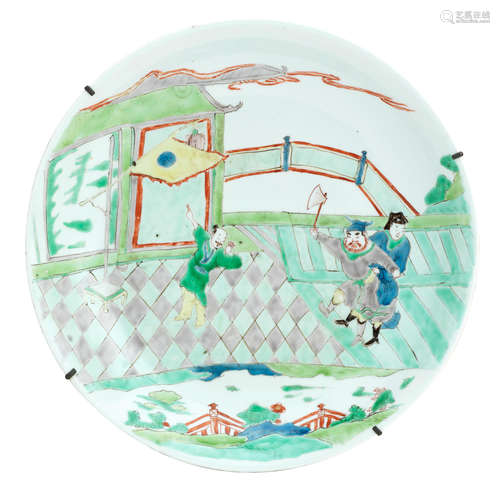 Kangxi A famille vert saucer dish and another