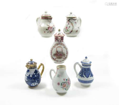 18th century Six sparrow-beak cream jugs and covers