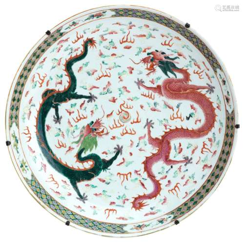 Guangxu six-character mark A famille rose dragon charger