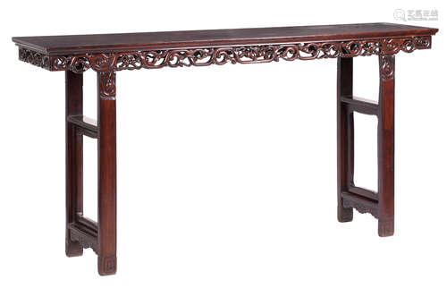 Late Qing, 19th century A huanghuali altar table of generous proportions