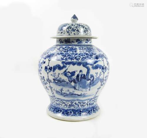 Kangxi four-character mark but later A blue and white baluster vase and matched cover