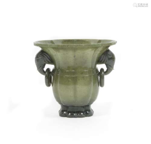 A Mughal-style green jade vase
