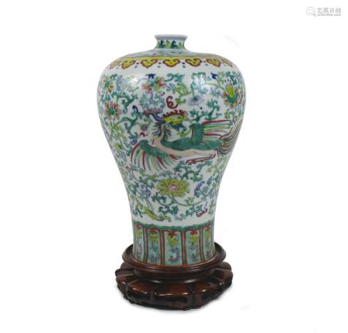 Yongzheng six-character mark but 20th century A doucai meiping vase