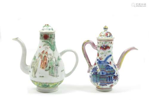 18th century Two 'Islamic' style coffee pots and covers