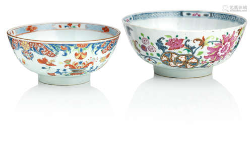 18th century A pseudo-tobacco leaf pattern bowl and another bowl