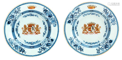 Circa 1720-35 A pair of armorial soup plates