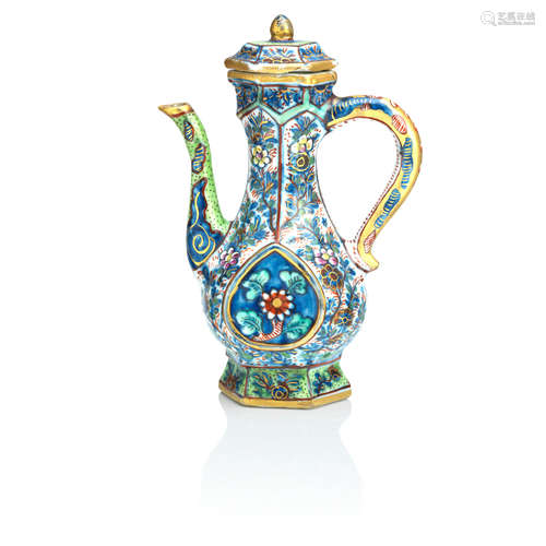 18th century A 'clobbered' ewer and cover for the Islamic market