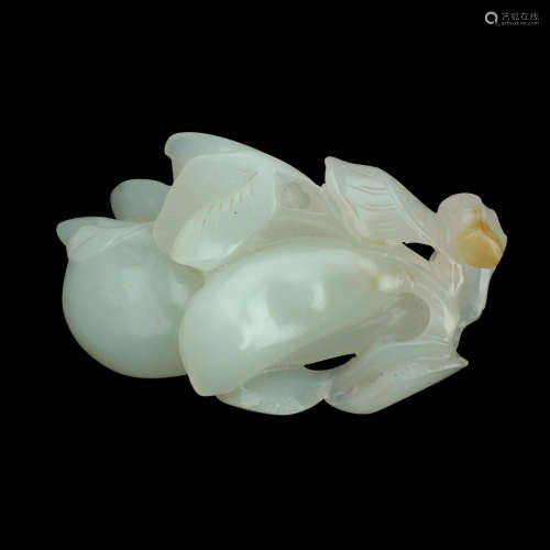 19th century A jade carving of peapods