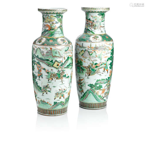 19th century A pair of famille verte floor vases