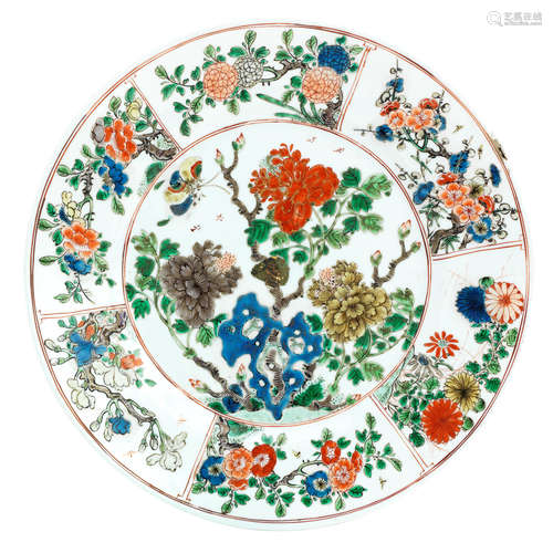 18th century Seven famille verte dishes