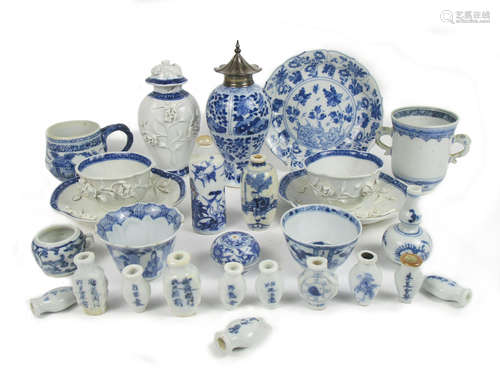 Mainly Kangxi A varied group of blue and white wares