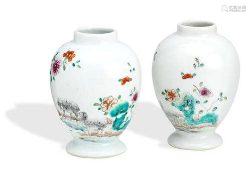 18th century A pair of famille rose tea caddies