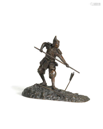 Taisho (1912-1868) or Showa (1926-1989) era, early 1900s A bronze figure of a samurai warrior