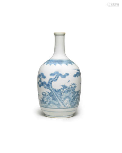 Edo period (1615-1868), 19th century An ovoid Hirado porcelain blue-and-white tokkuri (sake bottle)