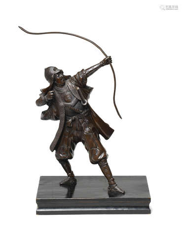 Taisho (1912-1868) or Showa (1926-1989) era, early 1900s A bronze figure of an archer