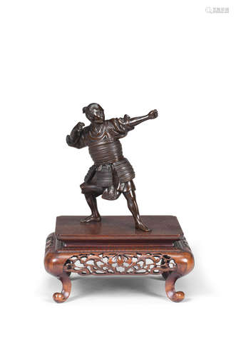 Taisho (1912-1868) or Showa (1926-1989) era, early 1900s A bronze figure of an archer