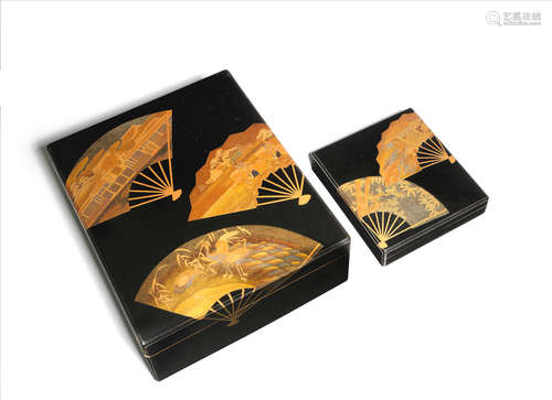 By the Kajikawa family, Meiji era (1868-1912), late 19th/early 20th century A matching set of a lacquered suzuribako (box for writing utensils) and ryoshibako (document box)