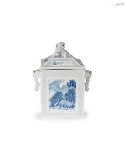 Edo period (1615-1868), mid-late 19th century An Hirado porcelain elaborately-moulded rectangular jar and cover