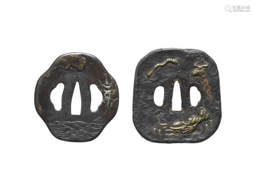 The first attributed to Korin of Higo, Edo period (1615-1868), 17th and 18th century Two iron tsuba