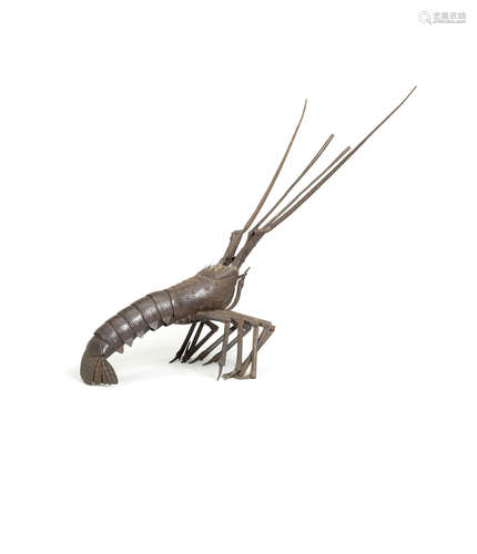 By a member of the Myochin family, Meiji era (1868-1912), late 19th/early 20th century An articulated iron model of a spiny lobster