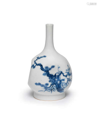 Meiji era (1868-1912), late 19th/early 20th century A hirado porcelain blue-and-white tokkuri (sake bottle)